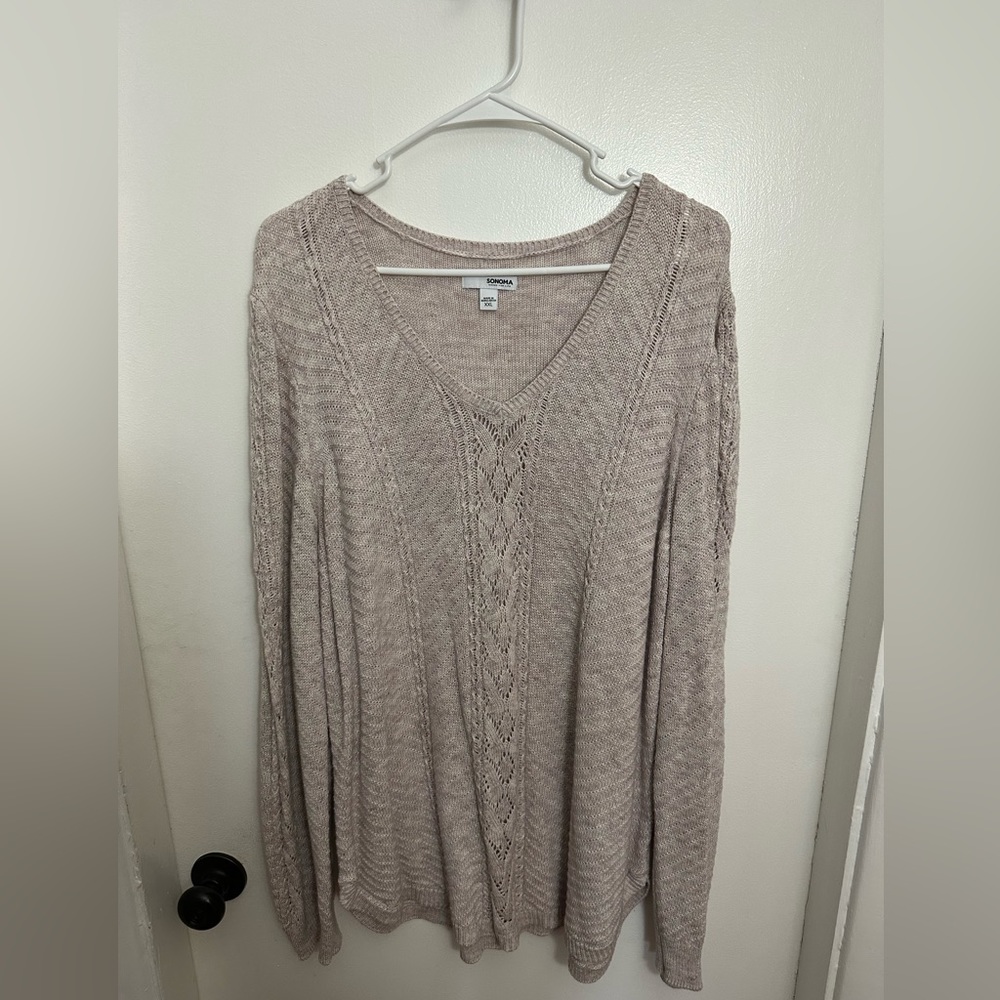 Sonoma XXL pink cable knit v-neck long sleeve sweater. New without tags.